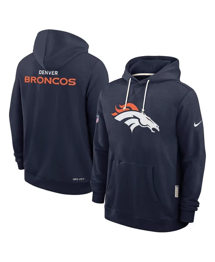 Мужская темно-синяя толстовка Denver Broncos Sideline Standard Issue Initial Home Dri-FIT с капюшоном navy
