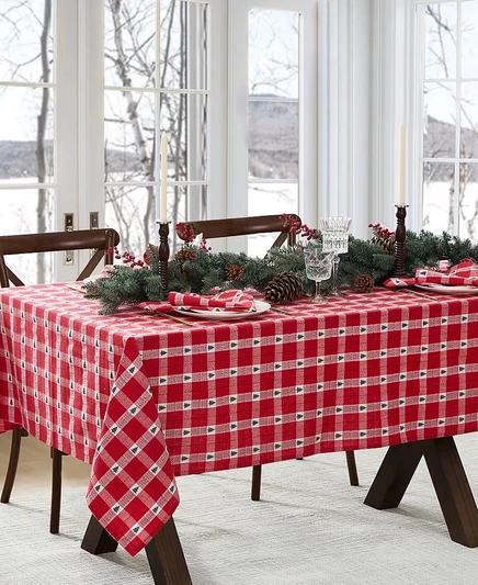 Прямоугольная хлопчатобумажная скатерть Elrene Sherwood Tree Dobby, 102 x 60 дюймов red