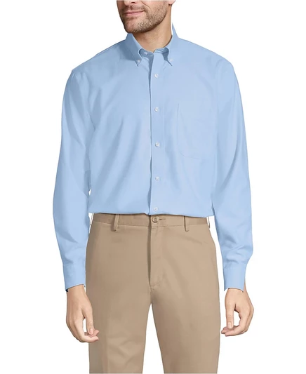 Мужская рубашка Lands' End Supima Oxford без утюга, синяя