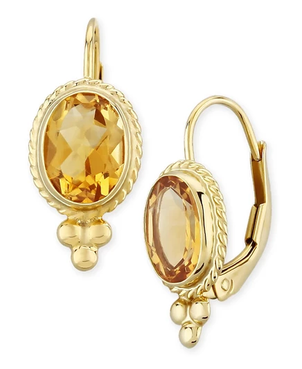 Серьги-подвески Macy's из золота 585 пробы, цитрин