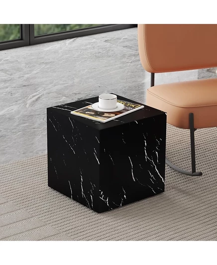 Журнальный столик Streamdale Furniture 15.7" из МДФ с черным мрамором, Роскошный акцент для гостиной, черный
