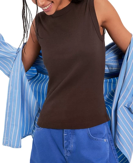 Женская майка Free People Murphy с круглым вырезом, коричневая