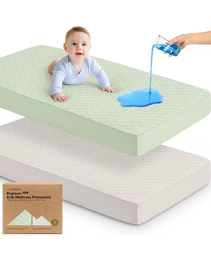 Наматрасник для кроватки KeaBabies Protect+ 2 шт, зеленый