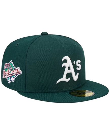 Мужская зеленая кепка Oakland Athletics 1989 World Series 59-го размера