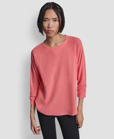 Женская футболка DKNY Mini Slub Waffle, 3/4-рукав, оранжевая