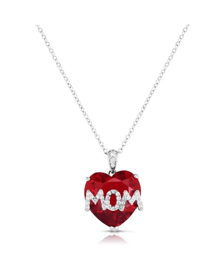 Женский кулон Macy's «Mom», посеребренный, красный