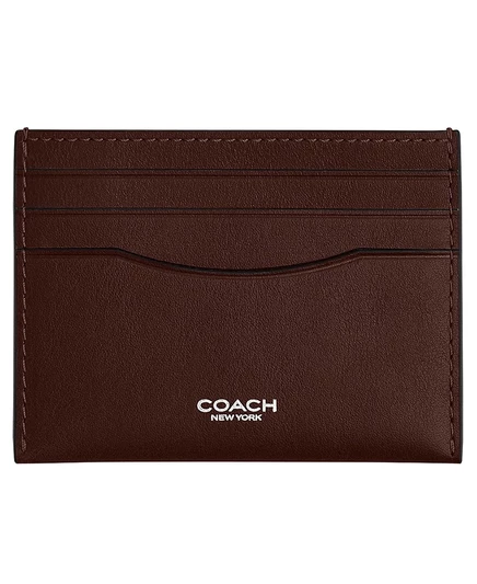 Мужской кожаный плоский футляр для карточек COACH коричневого цвета