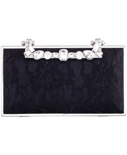 Женский кружевной клатч Nina Crystal Handle, черный