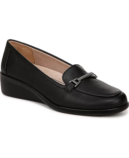  Женские мокасины на танкетке black faux leather