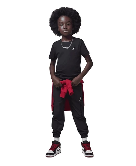 Мальчиковая футболка Jordan Jumpman Air с вышивкой, черная