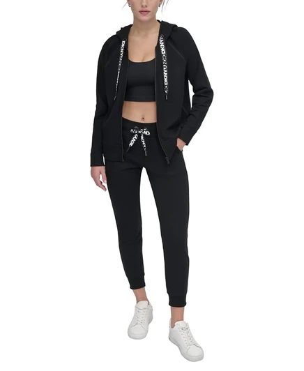 Женское худи DKNY Sport двухцветное на молнии, черное