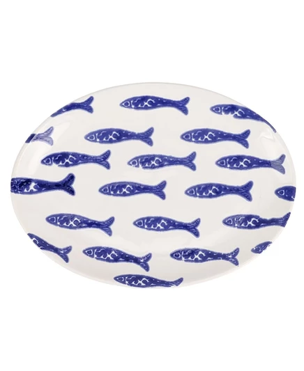 Овальное сервировочное блюдо Vietri Santorini Fish, синее