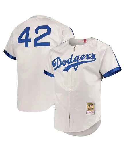 Мужская футболка Mitchell & Ness Jackie Robinson серого цвета Brooklyn Dodgers Cooperstown Collection из аутентичного трикотажа gray