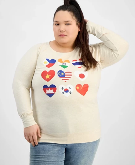 Женский топ Hybrid Apparel plus size с принтом сердечки, бежевый