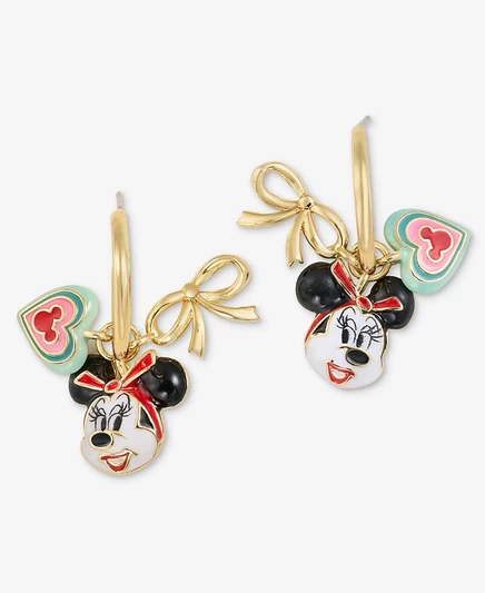 Серьги-безделушки Disney | Macy's Minnie Mouse Huggies, эксклюзивное золото Macy's