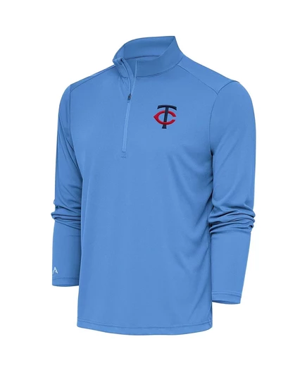 Мужской светло-голубой пуловер Minnesota Twins Tribute от Antigua с застежкой на четверть молнии light blue
