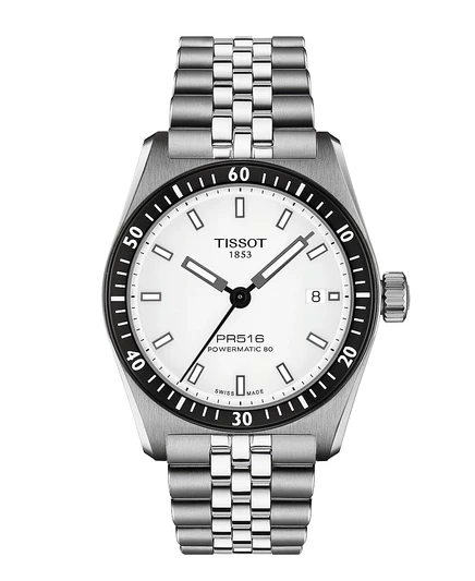 Часы Tissot Unisex Mineral с автоматическим белым циферблатом из нержавеющей стали, 38 мм белого цвета