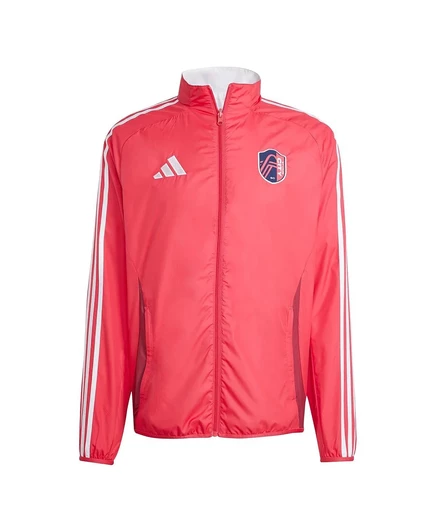 Мужская красно-белая куртка Adidas St. Louis City SC 2025 Anthem с двусторонней застежкой на молнию. red, white