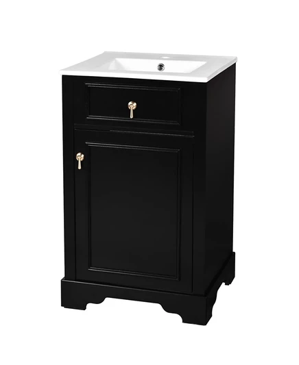 Туалетный столик CASAINC 20" с керамической раковиной, плавно закрывающейся дверцей, регулируемой полкой и встроенным в дверь стеллажом для хранения вещей