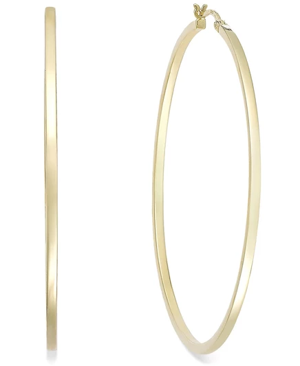 Серьги Macy's Square Tube Hoop 60 мм 14k позолота, золотистые