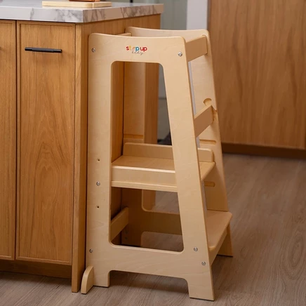 Stepup Baby Montessori Toddler Tower Кухонный деревянный вспомогательный табурет-стремянка, регулируемые ступеньки для малышей с поручнем безопасности