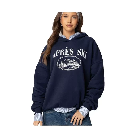  Женская лыжная толстовка Apres Ski оверсайз с капюшоном navy