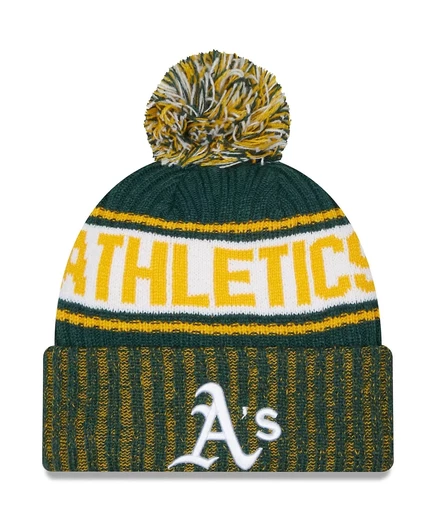 Мужская шапка New Era Oakland Athletics с помпоном, зеленая