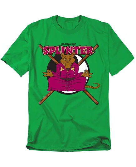 Мужская футболка TMNT Radical Rat Splinter, зеленая