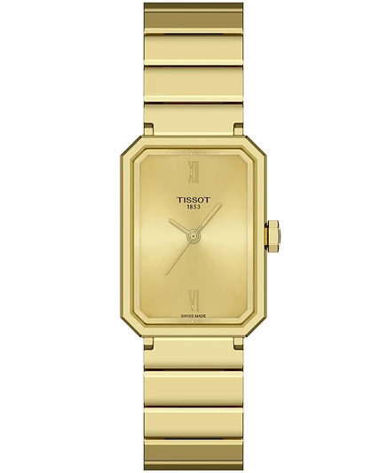 Женские золотые часы-браслет из нержавеющей стали Tissot, 21,80 мм, цвет шампанского/золотистый