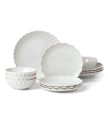 Столовый набор Lenox French Perle Scallop 12 пр. на 4 перс., белый