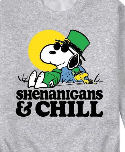 Флис с длинными рукавами для мужчин от AIRWAVES Peanuts Shenanigans на День Святого Патрика gray