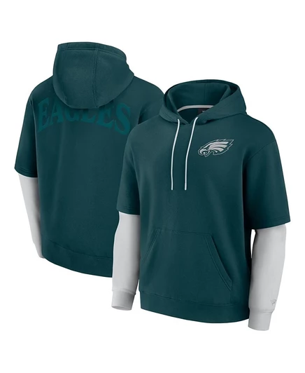 Пуловер с капюшоном Fanatics для мужчин и женщин зеленого цвета Philadelphia Eagles Sleek Elements green