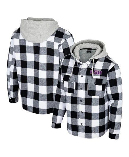 Мужская черно-белая клетчатая куртка Colosseum LSU Tigers Buffalo в клетку на молнии black, white