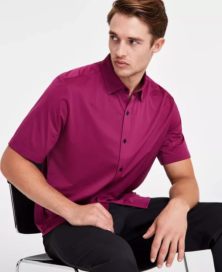 Мужская однотонная рубашка на пуговицах Alfani, эксклюзивно в Macys berry violet
