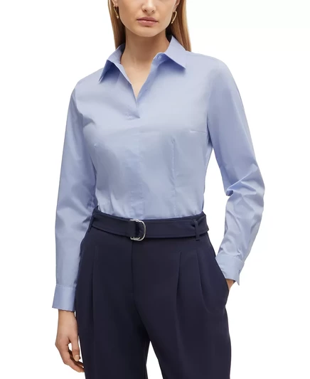 Женская приталенная блузка Hugo Boss light/pastel blue