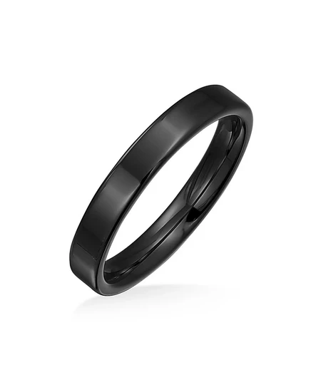 Кольцо Bling Jewelry плоское 3 мм из титана, черное