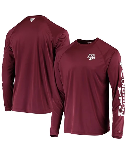 Мужская футболка с длинным рукавом PFG темно-бордового цвета Texas A M Aggies Terminal Tackle Omni-Shade