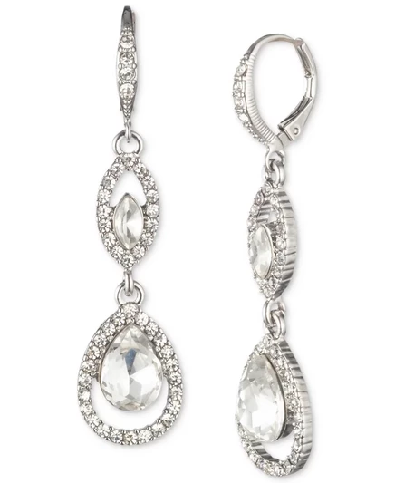 Серьги-капли Givenchy Pavé Crystal Orb с двойными подвесками rhodium