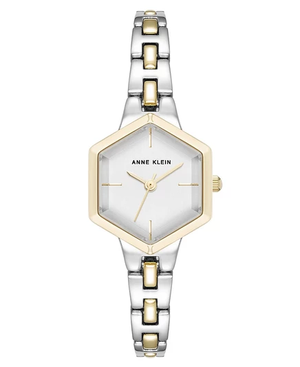 Женские кварцевые часы Anne Klein с миниатюрным шестиугольным браслетом из двухцветного сплава, 21 мм