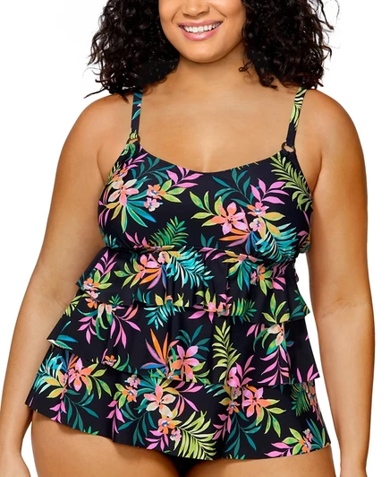 Многослойный топ-танкини Island Escape Plus Size с принтом, эксклюзивно от Macy's multi