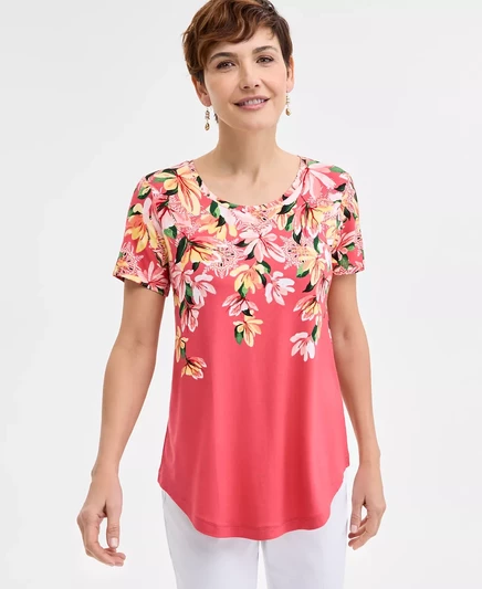 Женская футболка с принтом из коллекции JM, эксклюзивно представленная в Macys pink royal floral combo
