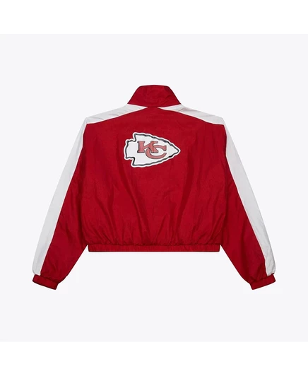 Женская красная нейлоновая укороченная куртка Mitchell & Ness Kansas City Chiefs на молнии red