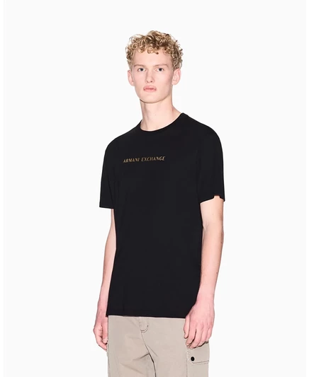 Мужская черно-золотая футболка A|X Armani Exchange черного цвета