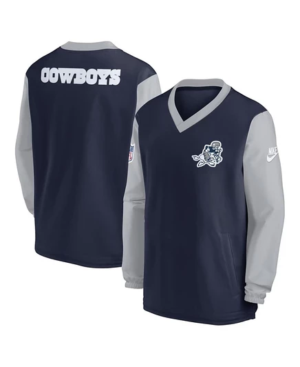 Мужская ветровка-пуловер с V-образным вырезом по бокам от Nike Navy Dallas Cowboys 2023 blue