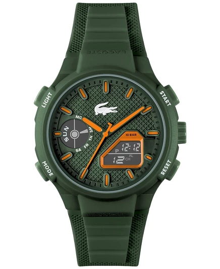 Мужские часы Lacoste LC33 кварцевые 45 мм, силикон, хаки