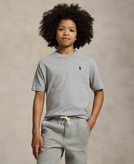 Мальчиковая футболка Polo Ralph Lauren из хлопка, серая