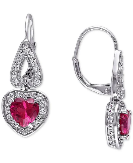 Серьги-подвески Macy's с рубинами и сапфирами, серебро