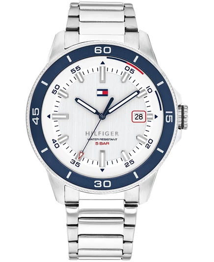 Мужские кварцевые часы Tommy Hilfiger с серебристым браслетом из нержавеющей стали, 43 мм