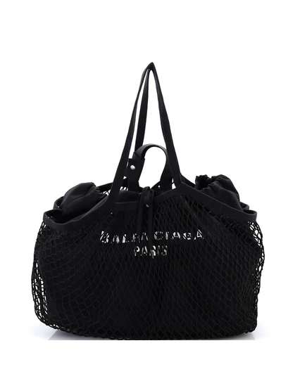 Женская сумка Pre-Owned Balenciaga 24/7 средняя сетчатая/холст, черная