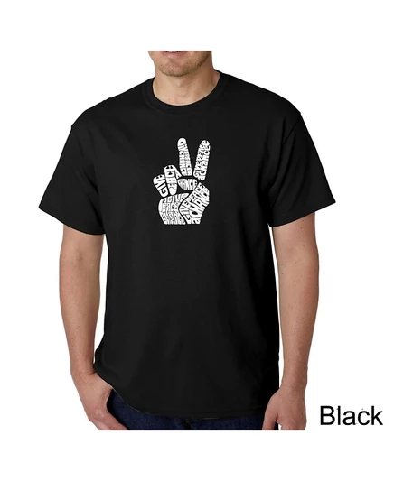 Мужская футболка Word Art от LA Pop Art - Peace Fingers черного цвета